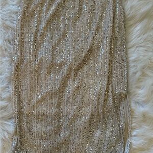 Vince Camuto Cream Top with Gold Sequins